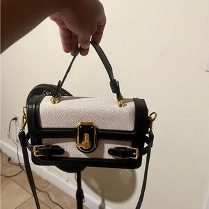 SHEIN Black and Cream Handbag